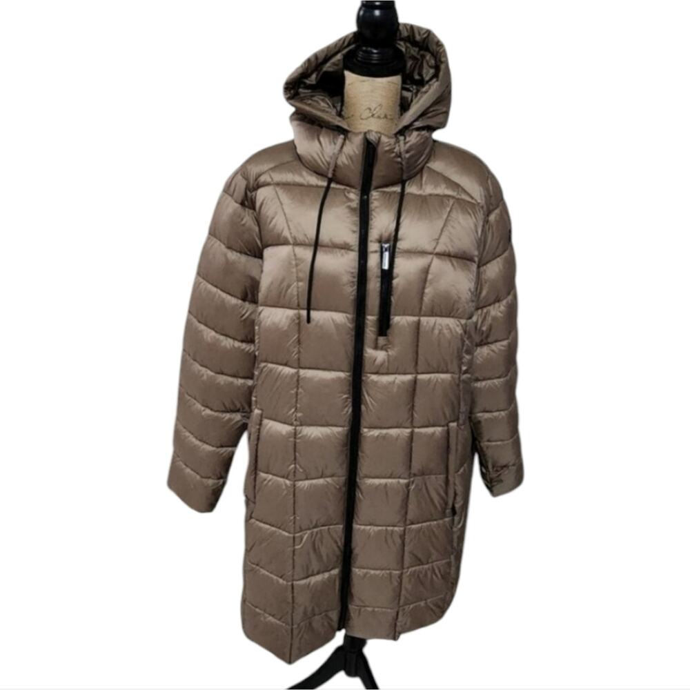 Michael Kors Truffle taupe packable long puffer Walking‎ coat plus size 2X new
